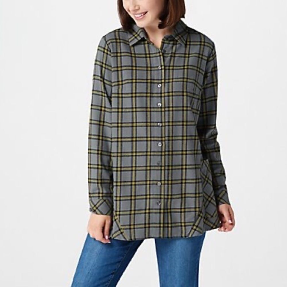 Joan Rivers Tartan Plaid Flannel Shirt